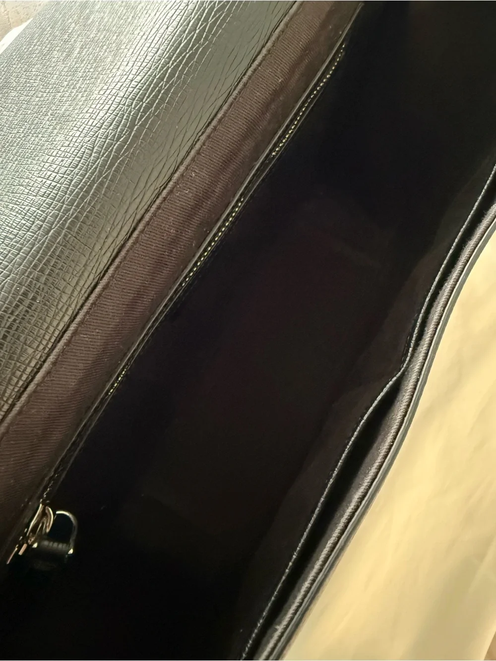 Salvatore Ferragamo Black Textured Leather Messenger Bag